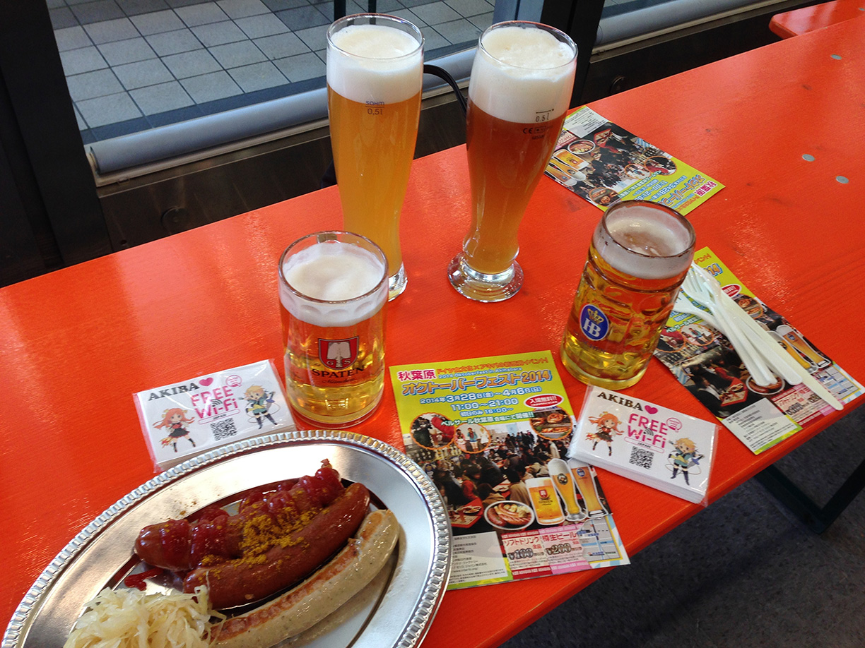 ドイツビールとウインナーの盛り合わせ。定番!