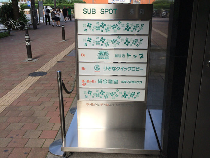 地上から入る場合は、この看板が目印。